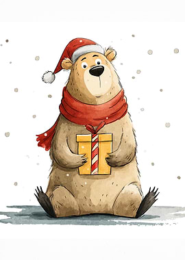 Christmas Bear with Gift