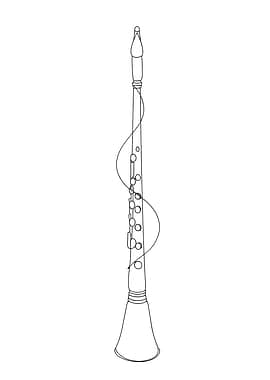 Clarinet Minimalist Line Art
