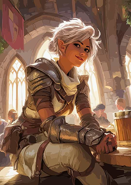 Fantasy Tavern Elf Warrior Portrait