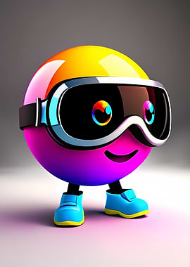 Colorful Smiley Face with Goggles