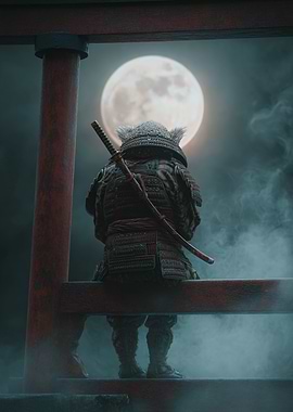 Samurai owl Under Moonlight