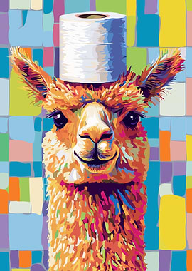 Llama with Toilet Paper Hat