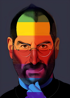 Steve Jobs Portrait with Rainbow Colors