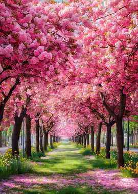 Cherry Blossom Tree Lined Path