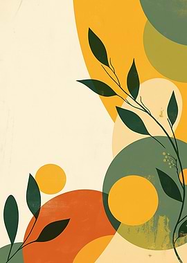 Abstract Botanical Art with Geometric Shapes