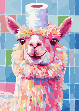 Llama with Toilet Paper Hat