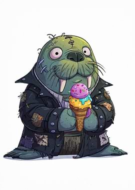 Frankenstein Walrus with Ice Cream