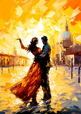 Couple Dancing in Venice Painting