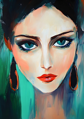 Woman's Portrait with Emerald Eyes