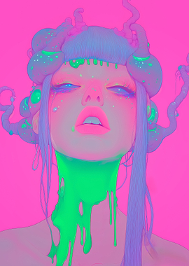 Neon Alien Girl Portrait