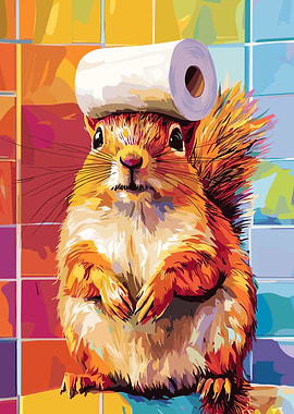 Squirrel with Toilet Paper Hat