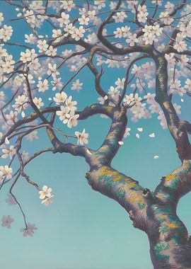 Blooming Tree Against Blue Sky