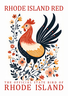 Rhode Island Red Rooster Illustration
