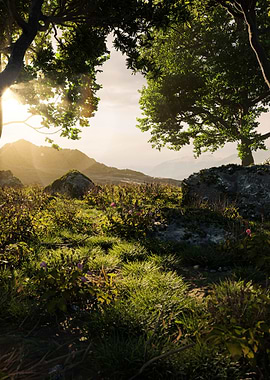 Sunlit Meadow Landscape