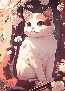 Cat Cherry Blossoms
