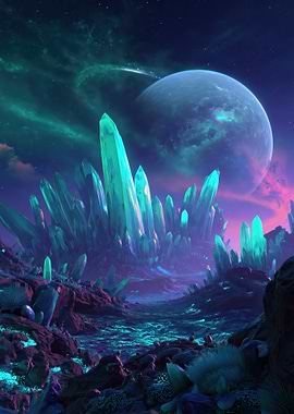 Alien Planet with Crystals