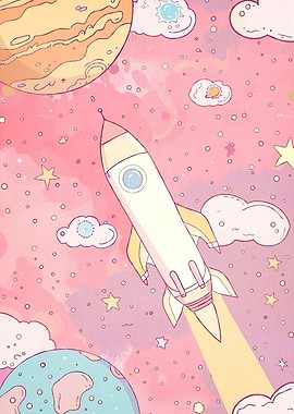 Pastel Space Rocket