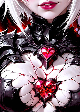 Anime Girl in Armor with Heart Jewels