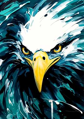 Eagle Portrait with Abstract Brushstrokes