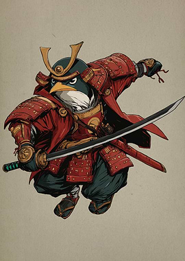 Samurai Penguin Warrior