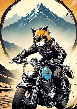 Cat biker motorcycle