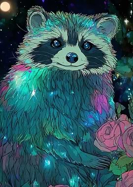 Cosmic Raccoon Roses