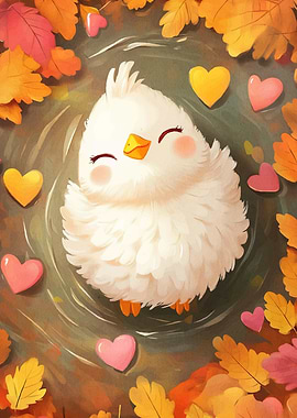 Chick Hearts Autumn Leaves