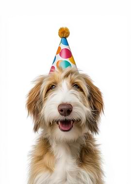 Grand Basset Griffon Vendéen Dog with Party Hat
