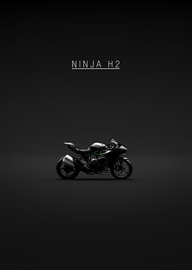 Ninja H2 Motorcycle on Black Background