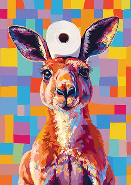 Kangaroo with Toilet Paper Hat