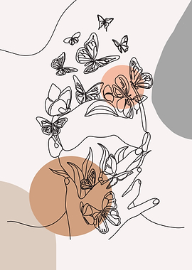 Minimalist Butterfly Line Art