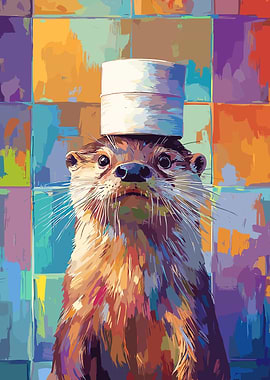 Otter with Hat Digital Painting