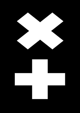 White X and Plus Sign on Black