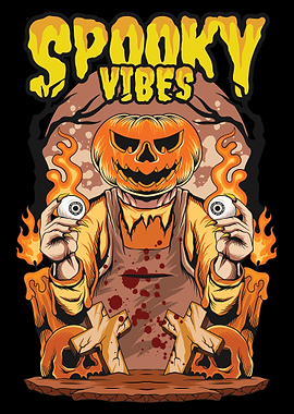 Spooky Vibes Halloween Pumpkin Head