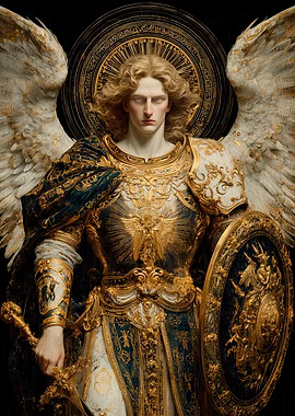 Golden Angel Warrior with Wings