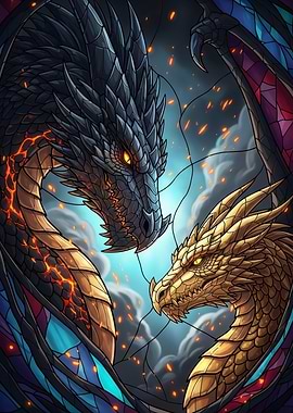 Dragon Duo Stained Glass