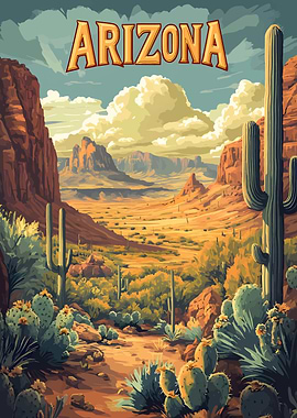 Arizona Desert Landscape Illustration