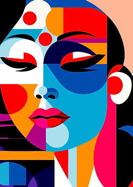 Abstract Portrait with Geometric Shapes