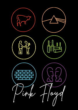 Pink Floyd Album Icons on Black