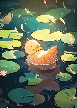 Duck swimming pond