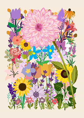 Colorful Floral Arrangement Illustration