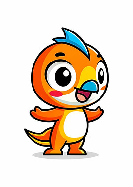Cute Cartoon Orange Lizard Character