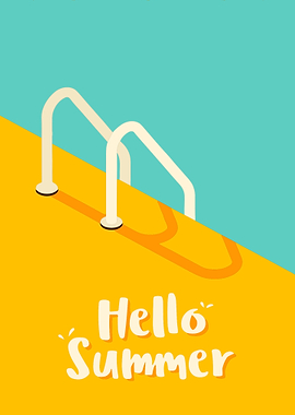 Hello Summer Poolside Illustration