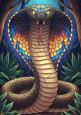 Colorful Cobra Snake Illustration