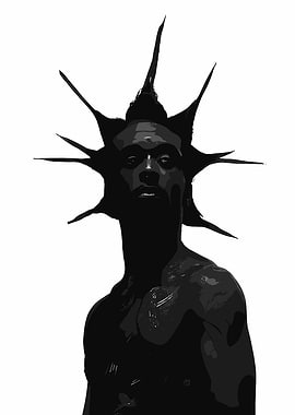 Monochrome Portrait with Spiked Crown Lil uzi vert