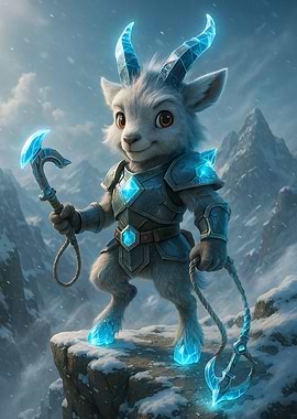 Armored Goat Warrior on Snowy Peak