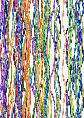 Colorful Braided Strands on White Background