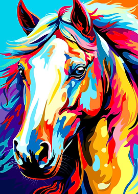 Colorful Horse Portrait Pop Art