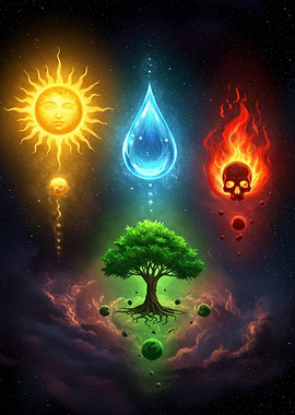 Four Elements: Sun, Water, Fire, Earth