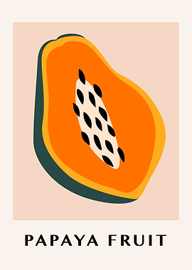 Papaya Fruit Minimalist Art Print